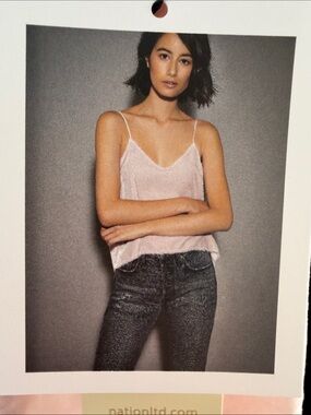 NEW Nation LTD Crushed Velvet Tank Size M Petal Pink Silk Blend Preppy Coquette